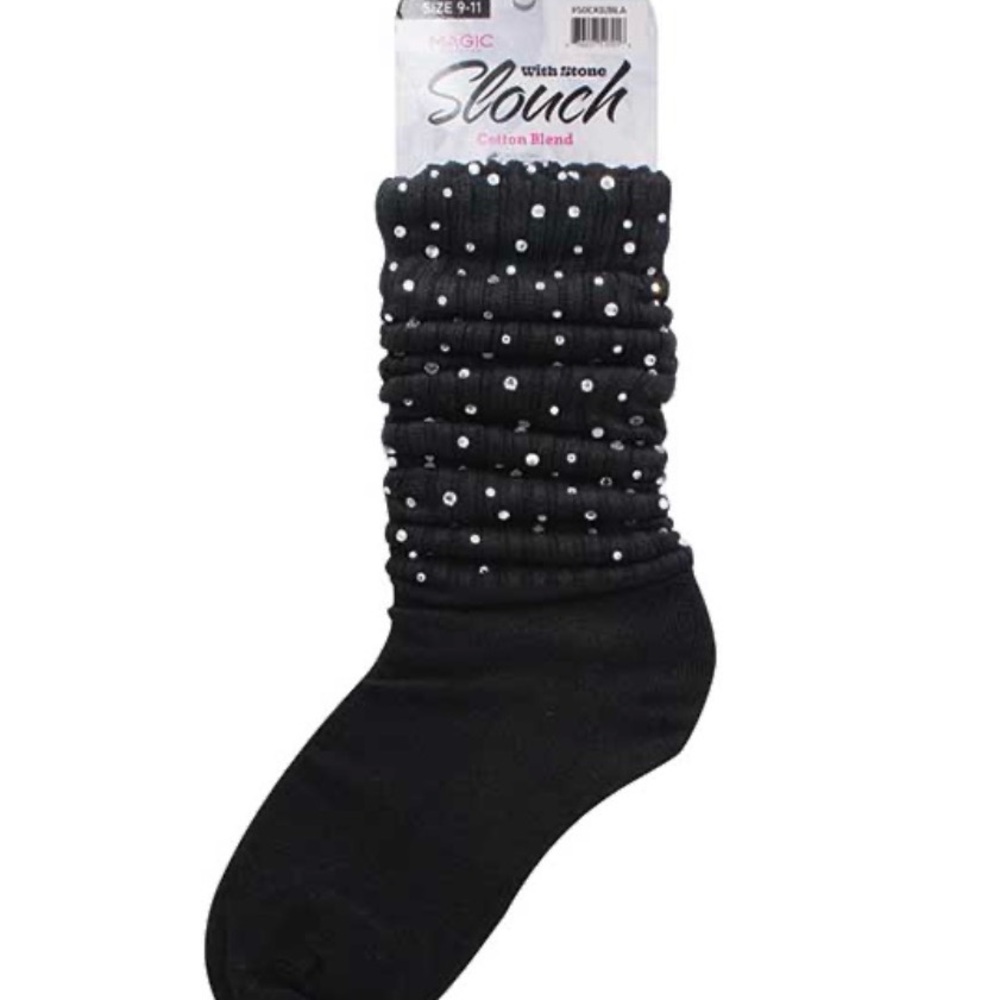 Stone Diamond Slouch Stack Socks - BLACK